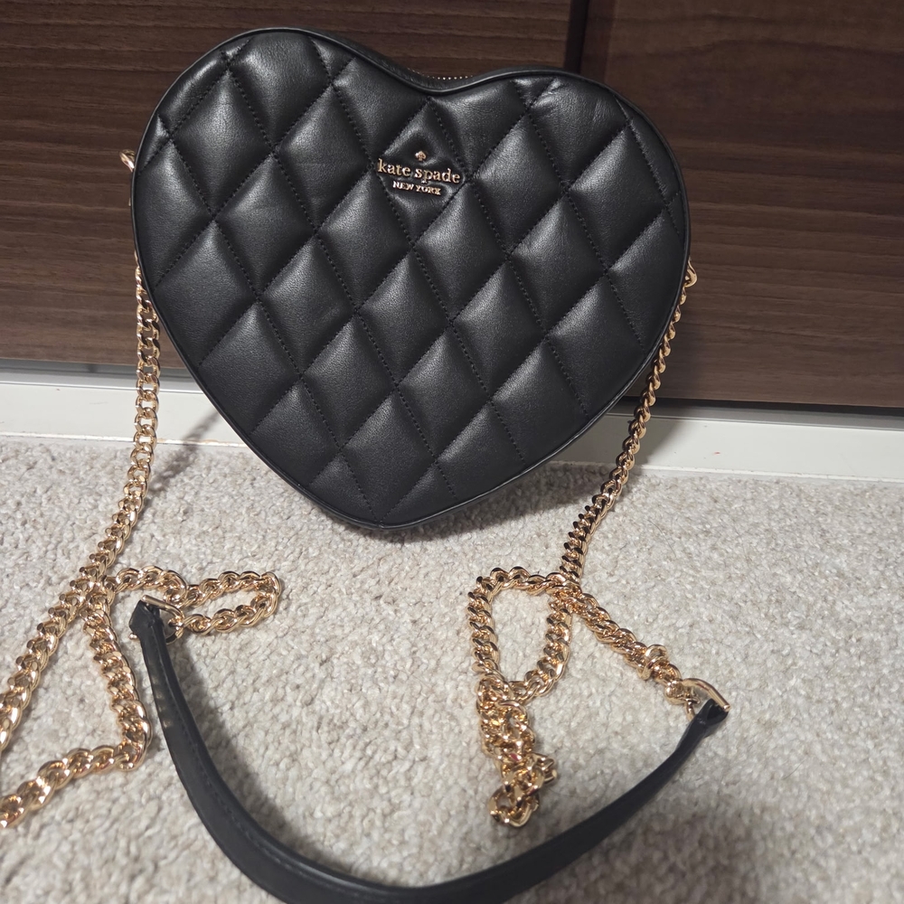 Kate Spade Black Heart-Shaped Quilted Bag